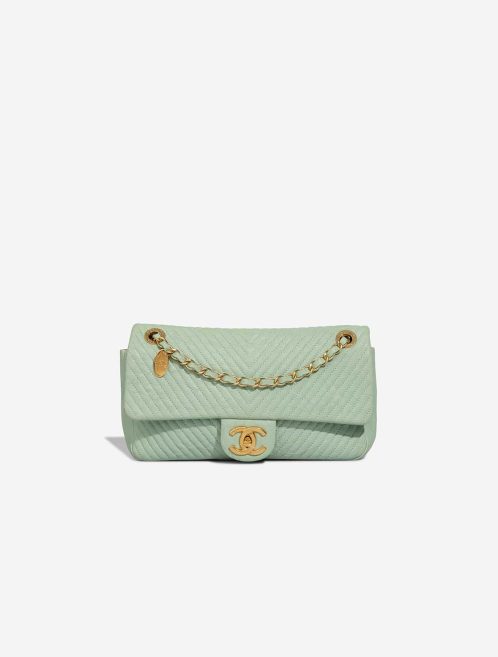 Chanel Flap Bag Chevron Medium Crinkled Calf Green Front | Sell your designer bag