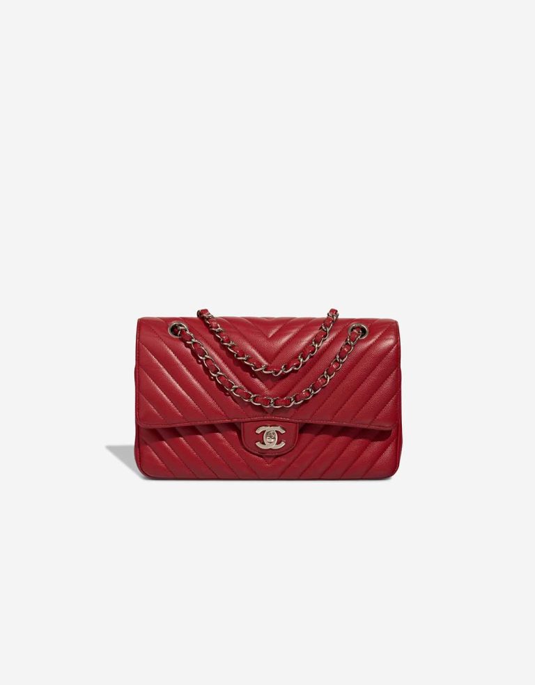 Chanel Timeless Chevron Medium Caviar Dark Red Front | Sell your designer bag
