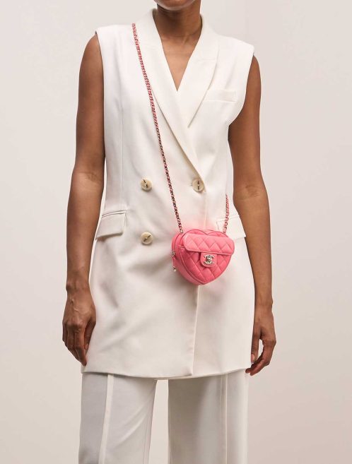 Chanel Timeless Heart Small Lamb Pink on Model | Sell your designer bag