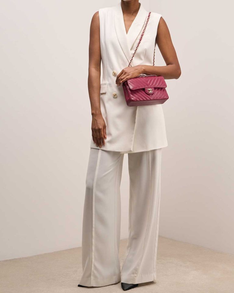 Chanel Timeless Chevron Small Lamb Pink Front | Sell your designer bag