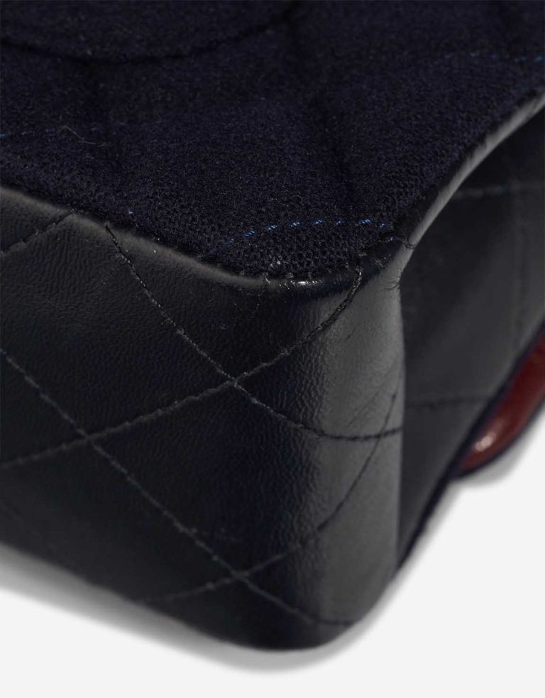 Chanel Timeless Paris-Hamburg Mini Rectangular Lamb / Jersey Blue / Red Signs of wear | Sell your designer bag