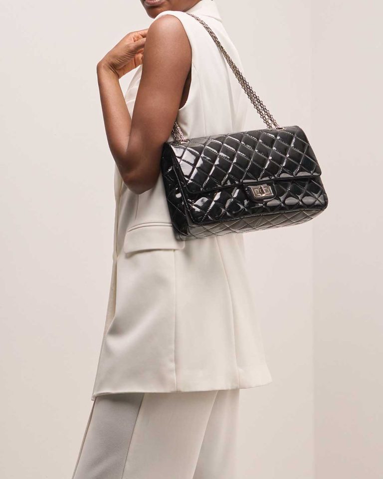 Chanel 2.55 Reissue 228 Patent Black Front | Sell your designer bag