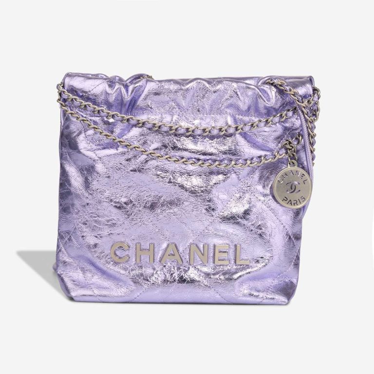 Chanel 22 Mini Aged Calf Metallic Purple Front | Sell your designer bag