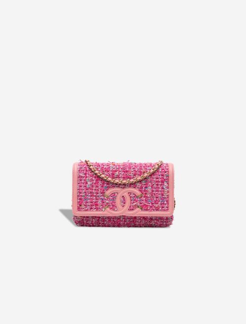 Chanel Filigree Wallet On Chain Tweed Pink Front | Sell your designer bag