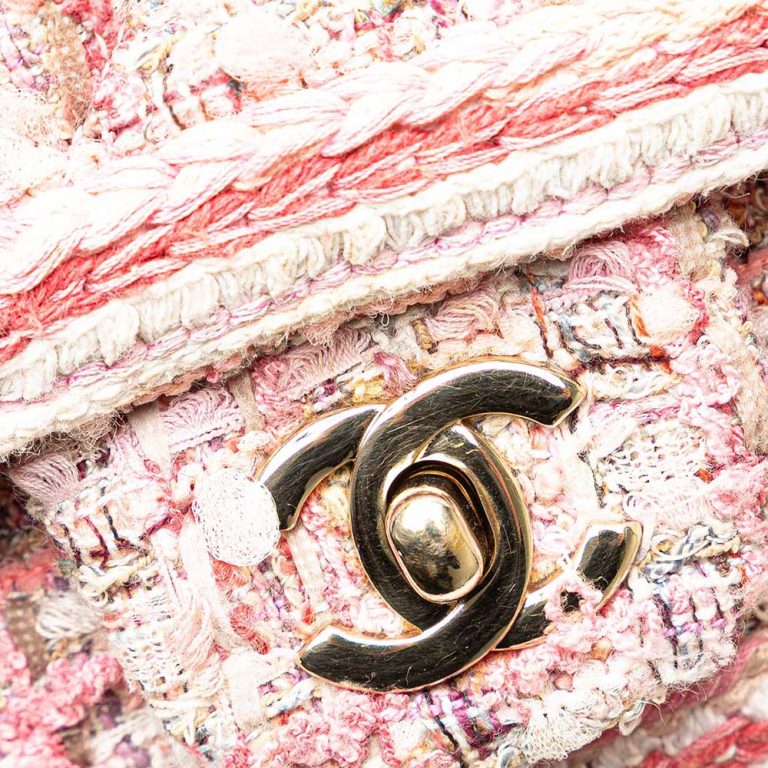 Chanel Timeless Mini Rectangular Tweed Pink Front | Sell your designer bag
