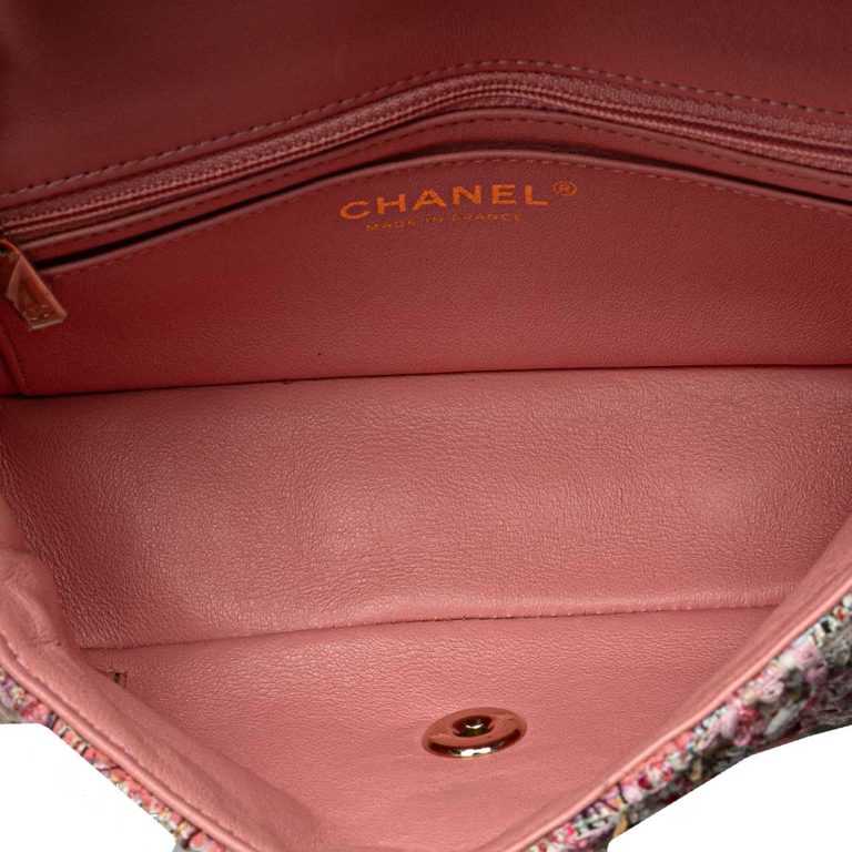 Chanel Timeless Mini Rectangular Tweed Pink Back | Sell your designer bag