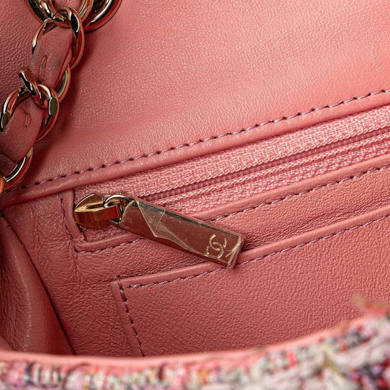 Chanel Timeless Mini Rectangular Tweed Pink Back | Sell your designer bag