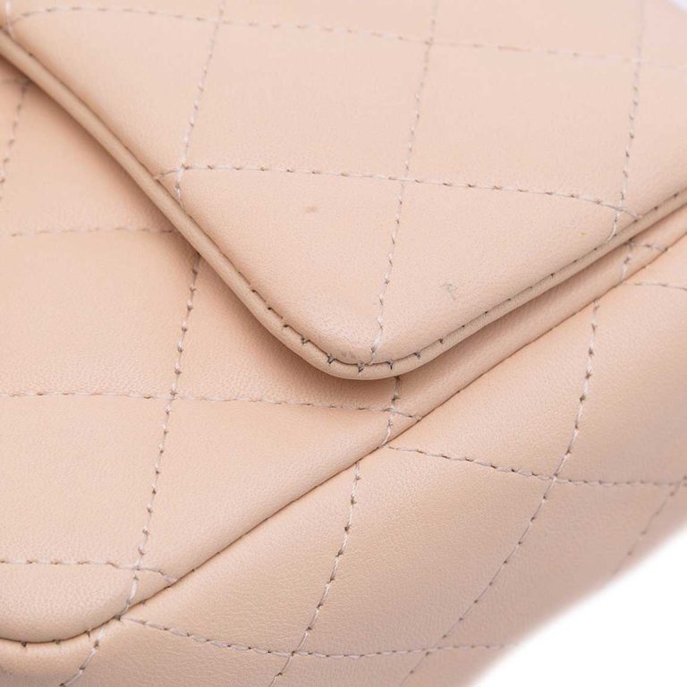 Chanel Timeless Mini Rectangular Lamb Beige Signs of wear | Sell your designer bag