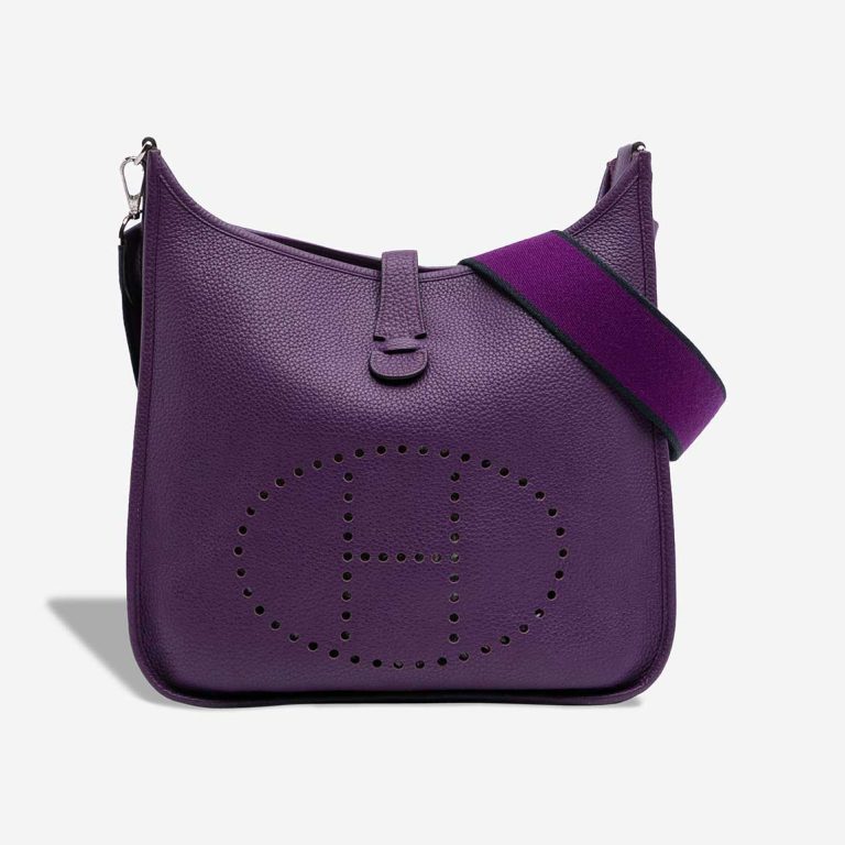 Hermès Evelyne 33 Taurillon Clémence Ultraviolet Front | Sell your designer bag