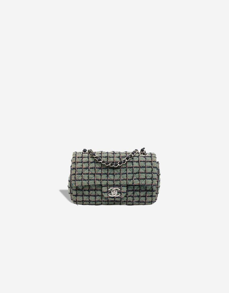 Chanel Timeless Mini Rectangular Tweed Green / Multicolour Front | Sell your designer bag