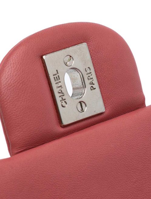 Chanel Timeless Mini Square Lamb Red Closing System | Sell your designer bag