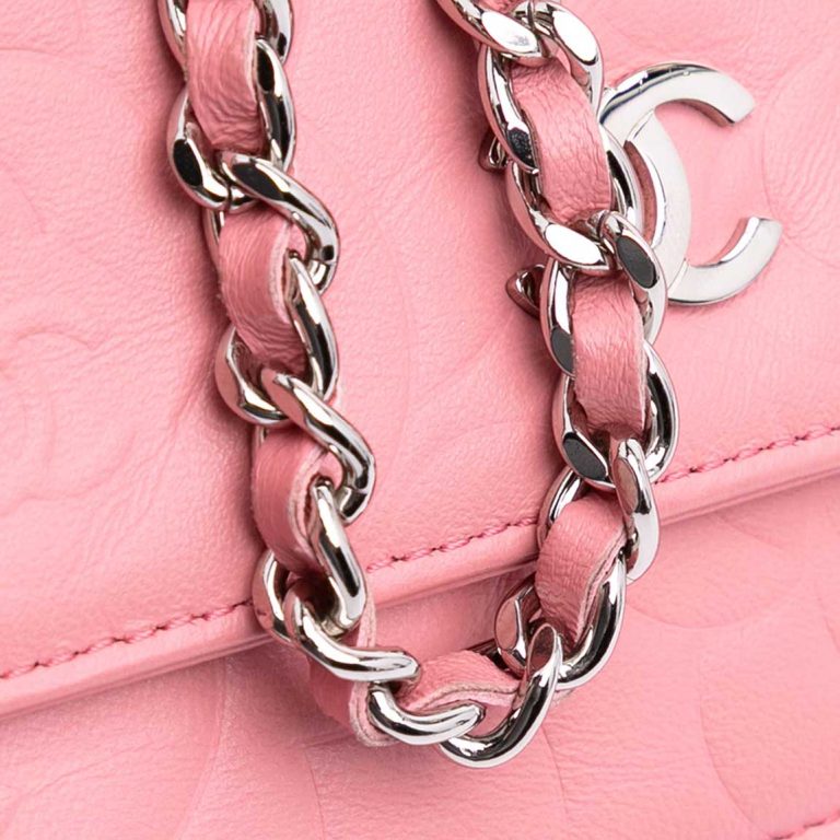 Chanel Timeless Camellia Wallet On Chain Lamb Pink Front | Sell your designer bag