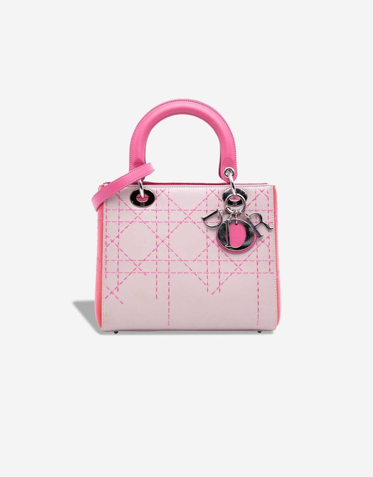 Dior Lady Medium Lamb Light Pink / Pink / Red Front | Sell your designer bag