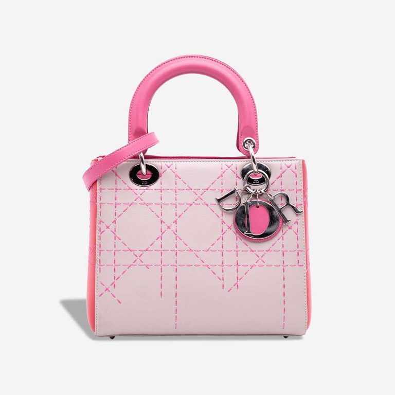 Dior Lady Medium Lamb Light Pink / Pink / Red Front | Sell your designer bag