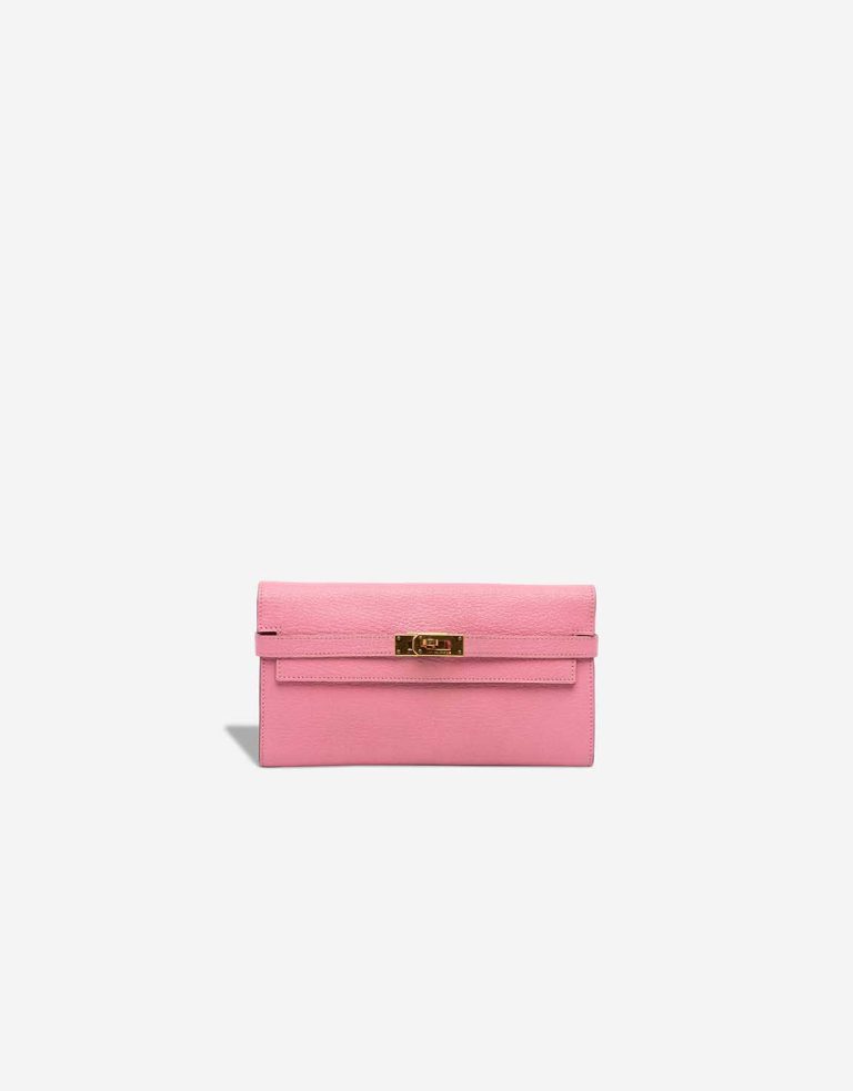 Hermès Kelly Long Wallet Chèvre Mysore Rose Confetti Front | Sell your designer bag