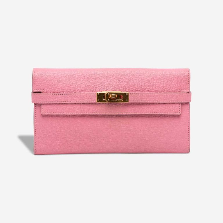 Hermès Kelly Long Wallet Chèvre Mysore Rose Confetti Front | Sell your designer bag