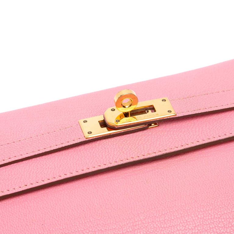 Hermès Kelly Long Wallet Chèvre Mysore Rose Confetti Closing System | Sell your designer bag