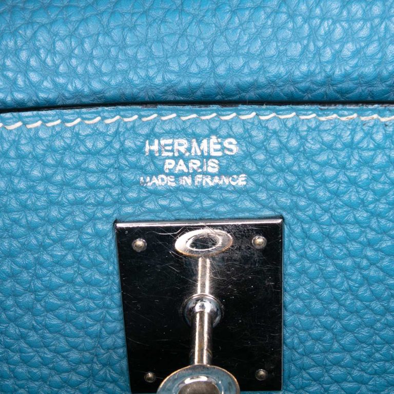 Hermès Kelly 32 Clémence Bleu Jean Logo | Sell your designer bag