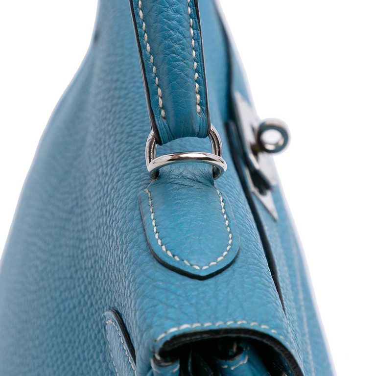 Hermès Kelly 32 Clémence Bleu Jean Signs of wear | Sell your designer bag
