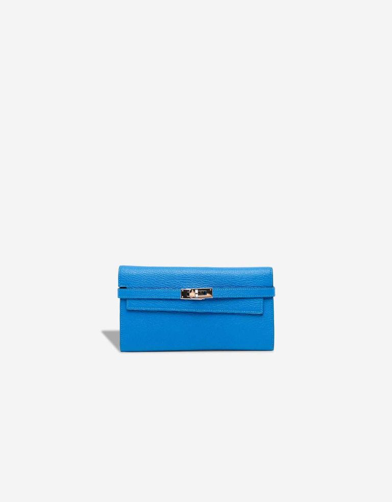 Hermès Kelly Long Wallet Chèvre Mysore Bleu Zanzibar Front | Sell your designer bag