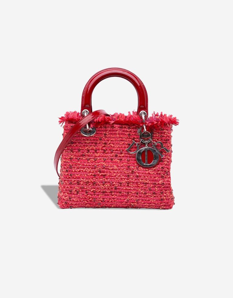 Medium Tweed Fringe Rhinestone Lady Dior Front | Sell your designer bag