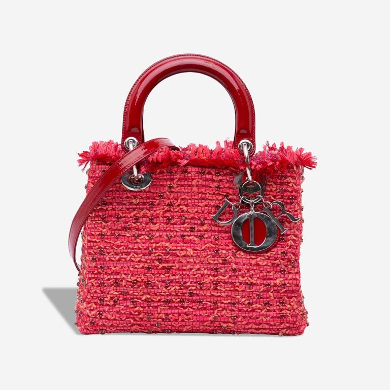 Medium Tweed Fringe Rhinestone Lady Dior Front | Sell your designer bag