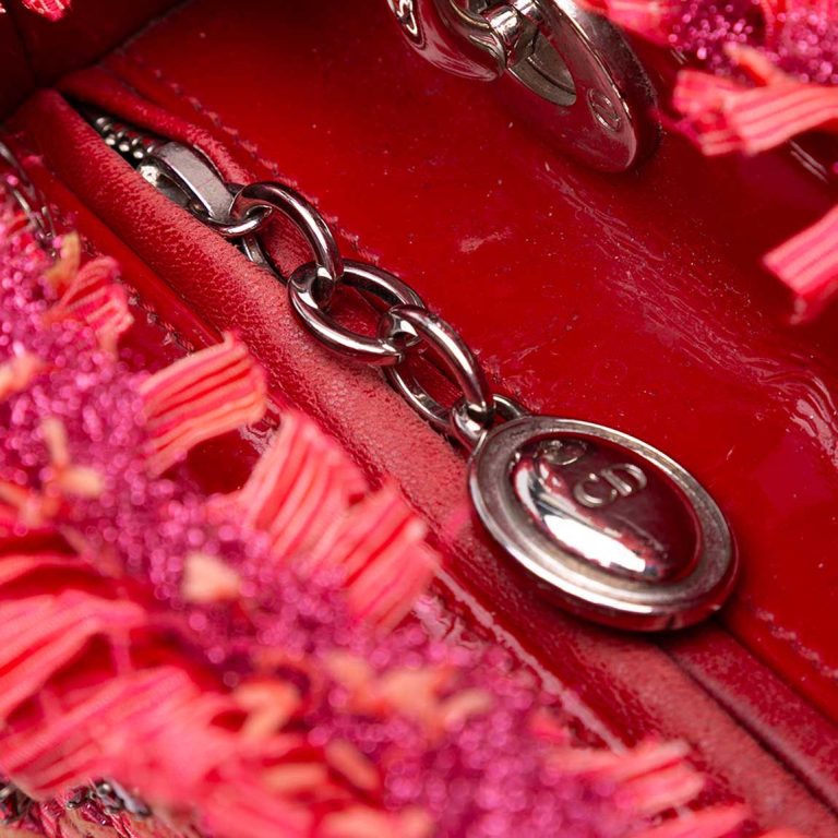 Medium Tweed Fringe Rhinestone Lady Dior Closing System | Sell your designer bag