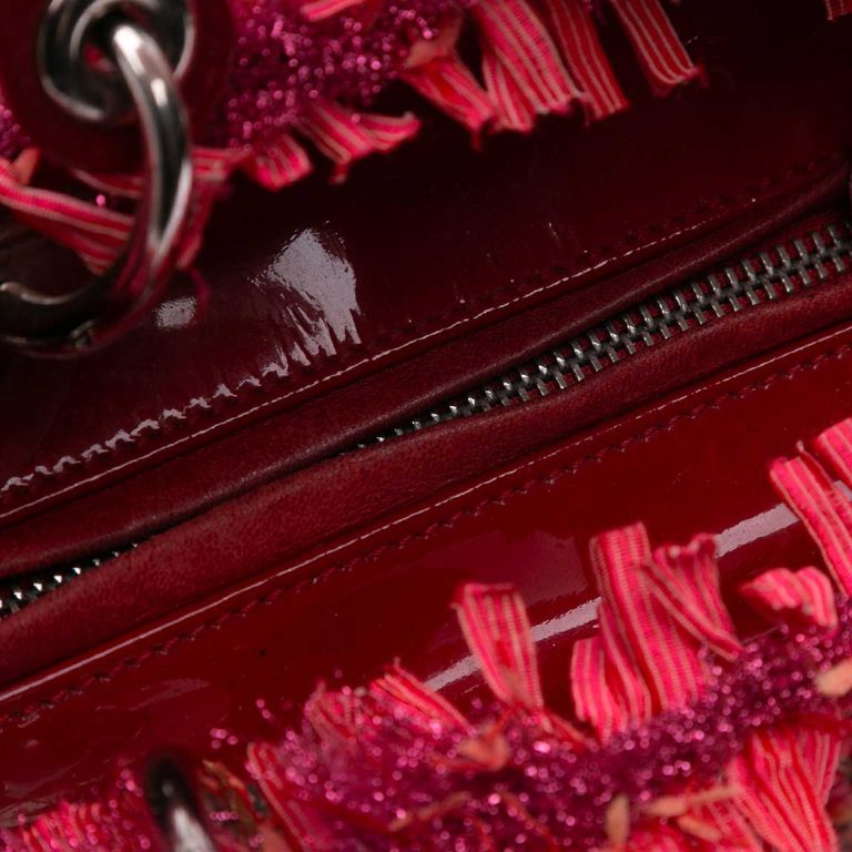Medium Tweed Fringe Rhinestone Lady Dior Signs of wear | Sell your designer bag