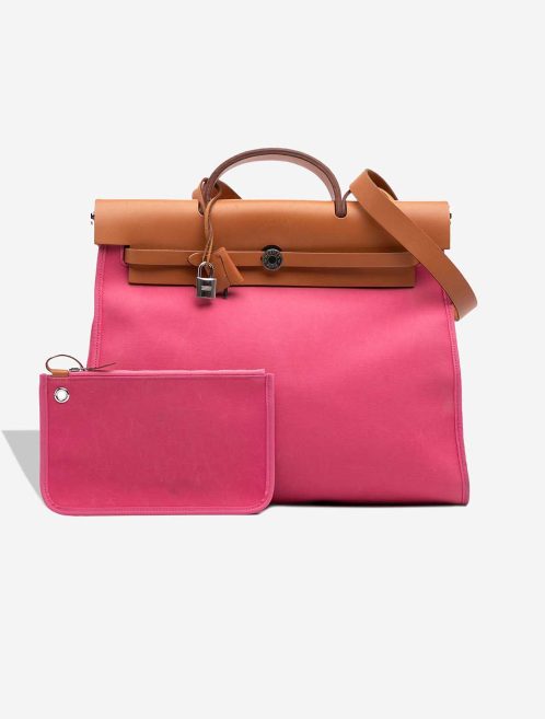 Hermès Herbag 39 Toile / Vache Hunter Sable Naturel / Rose Tyrien Front | Sell your designer bag