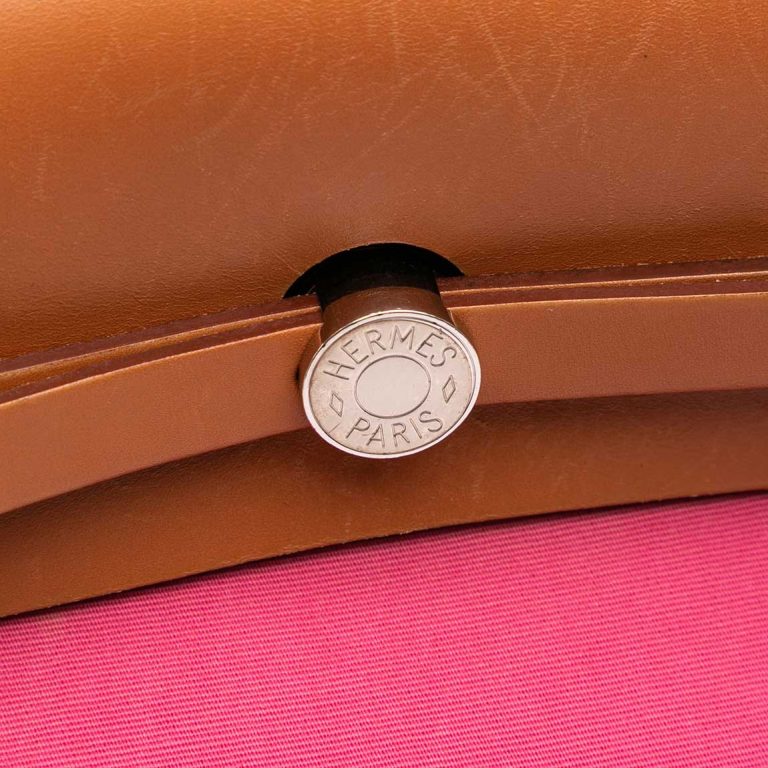 Hermès Herbag 39 Toile / Vache Hunter Sable Naturel / Rose Tyrien Front | Sell your designer bag