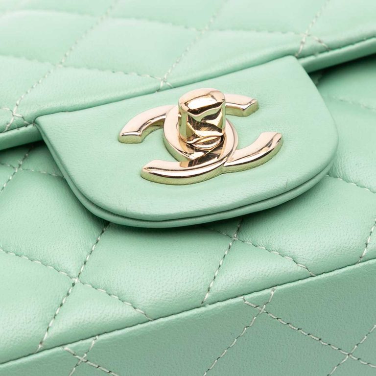 Chanel Timeless Mini Square Lamb Mint Front | Sell your designer bag