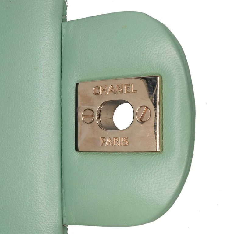 Chanel Timeless Mini Square Lamb Mint Signs of wear | Sell your designer bag