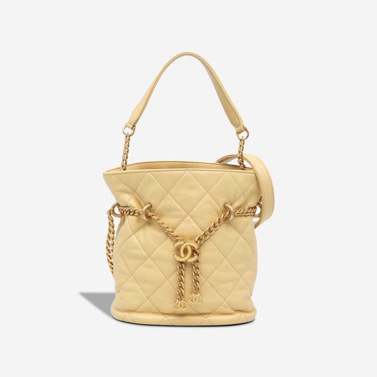 Chanel Bucket Bag Small Lamb Light Yellow Front | Sell your designer bag