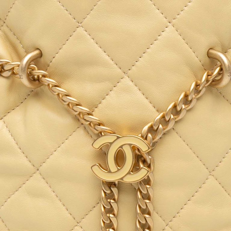 Chanel Bucket Bag Small Lamb Light Yellow Front | Sell your designer bag
