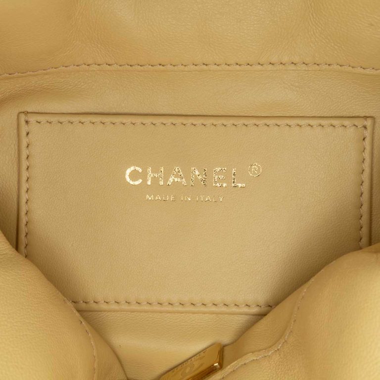Chanel Bucket Bag Small Lamb Light Yellow Logo | Sell your designer bag