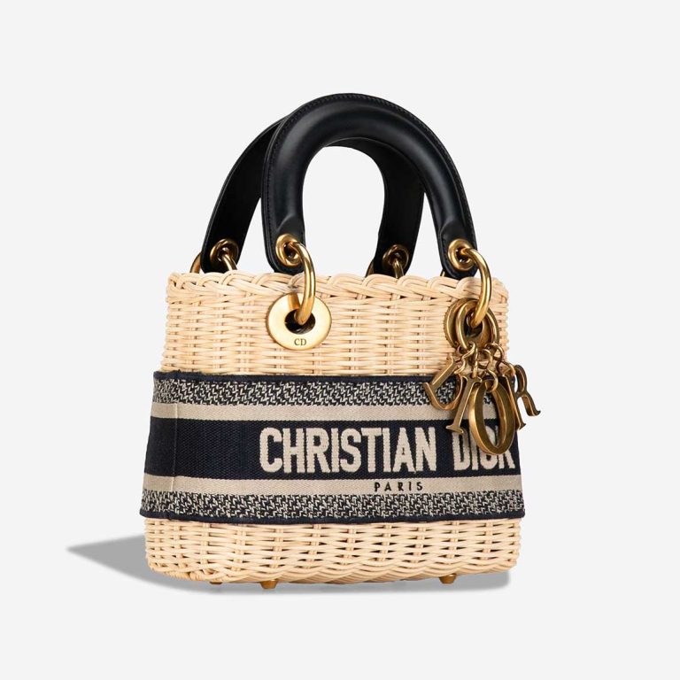 Dior Lady Mini Wicker / Oblique Jacquard / Lamb Dark Blue | Sell your designer bag