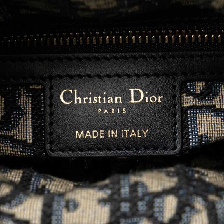 Dior Lady Mini Wicker / Oblique Jacquard / Lamb Dark Blue Logo | Sell your designer bag