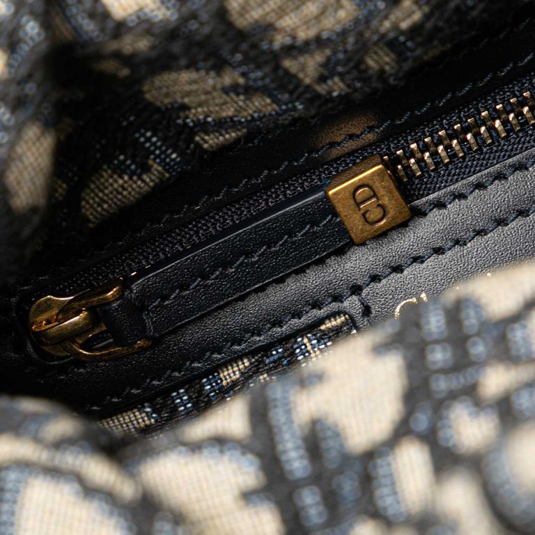 Dior Lady Mini Wicker / Oblique Jacquard / Lamb Dark Blue Front | Sell your designer bag
